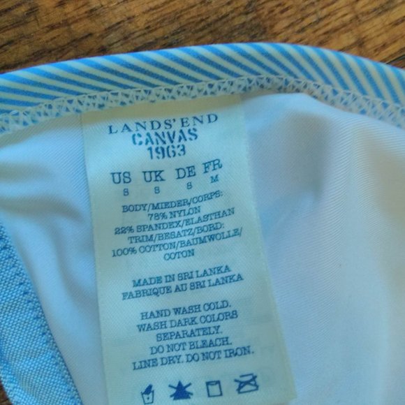 Bikini Swim Top Button Tie Blue White Stripe - Picture 5 of 5